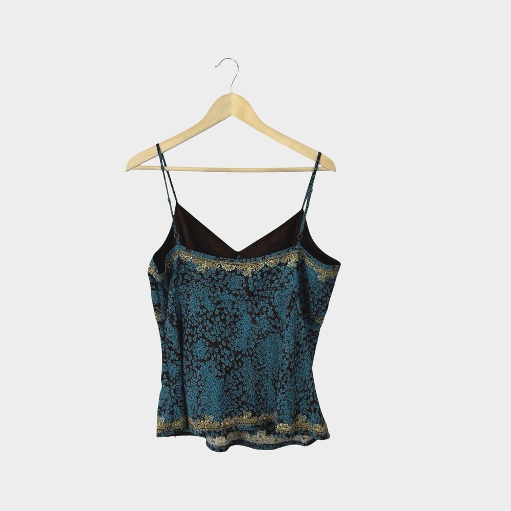 Vintage Y2K Valerie Stevens 14 Silk Cami Camisole Crop Tank Gold Boho Womens - Picture 2 of 11